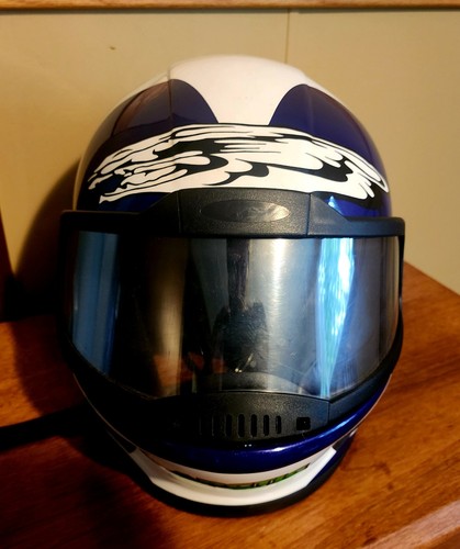 ARCTIC CAT Snowmobile Racing Helmet Sz L with Face Shield DOT Moto Biker Y2K - Picture 3 of 7