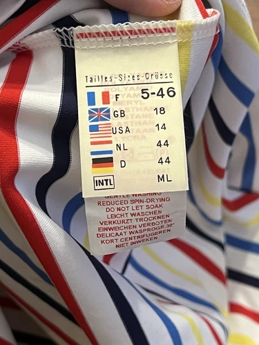 Saint James M/L US FR 5-46 White Red Yellow Blue Striped Shirt - Picture 6 of 9