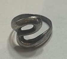 Vintage Modernist Wave Swirl Sterling Silver Ring Size 8.75