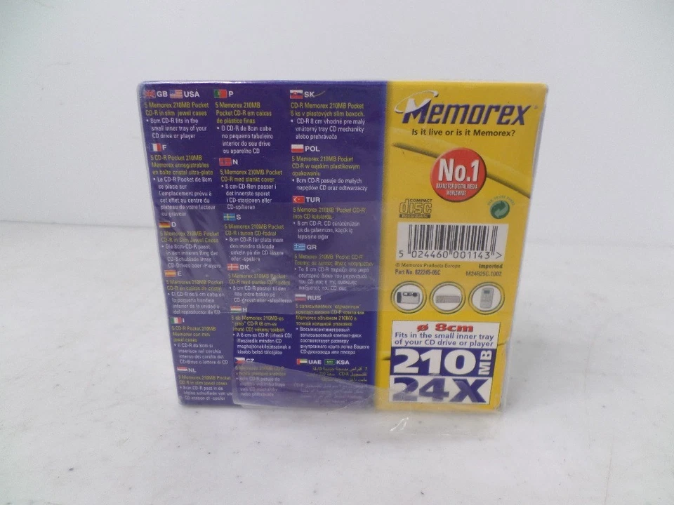 Memorex 5 Pack Pocket CD-R in Jewel Cases (210MB/24Min./ 24x Multi Speed) NEW - Image 2 of 4