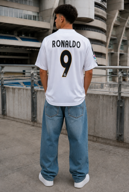 Adidas Real Madrid 2003-2004 Ronaldo #9 Soccer Jersey Men XL White