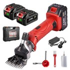 Cordless Sheep Shears, 6 Speeds, 500W, 3000 RPM 2 x 3.0Ah Battery, Goat Shearing