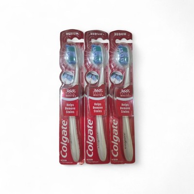 3 Colgate 360 Optic White Toothbrush, Medium
