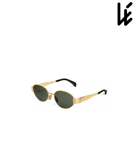 CELINE CL40235U TRIOMPHE SUNGLASSES 30N GOLD - GREEN LENS !