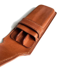 Etui f&uuml;r 3 F&uuml;ller Kugelschreiber Bleistift Schreibger&auml;te Braun Echt Leder