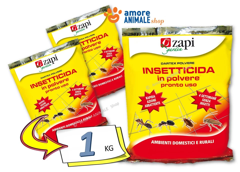Zapi DARTEX → 1 kg INSETTICIDA in Polvere Formiche Insetti Pidocchi Pulci Zecche