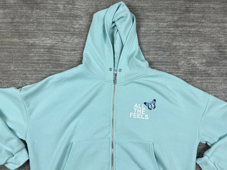 Sudadera con capucha Rue 21 para mujer azul medio cremallera completa sin cordón novio Foto 2 de 4