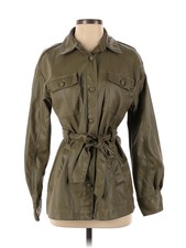 Love, Whit By Whitney Port Women Green Olive Faux Leather Jacket S