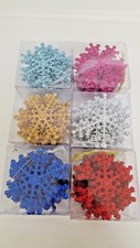 144 Glitter Multi-Colored Snowflake Ornaments Christmas Holiday Tree Decorations