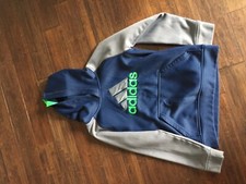 Used Perfect Condition Blue Green Grey Kids 10/12 Adidas Hooded Sweatshirt