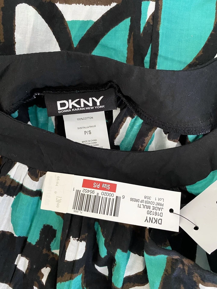 NUEVO DKNY Traje de Baño de Algodón Línea A Vestido de Cubrimiento - Jade/Negro, Talla P/S $120 Foto 3 de 3