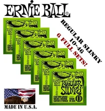 *6 SETS ERNIE BALL 2221 REGULAR SLINKY ELECTRIC GUITAR STRINGS 10-46 *