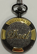 The Greatest Dad Two Tone Quartz Analog Men's Pocket Watch on Chain New Battery