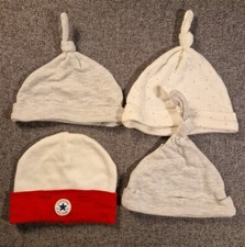 Unisex 0-3 Months Baby Hat Bundle Tie Top Cotton Beanie Converse Neutral H81