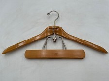 Vintage The Setwell 18" Solid Wood Suit Coat Clothes Hanger w/ Pant Clamp USA