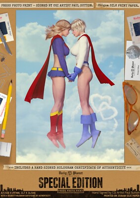 SUPERGIRL & POWER GIRL Film SEXY MILLY ALCOCK Poster A3 Print DC Comic Signed 15