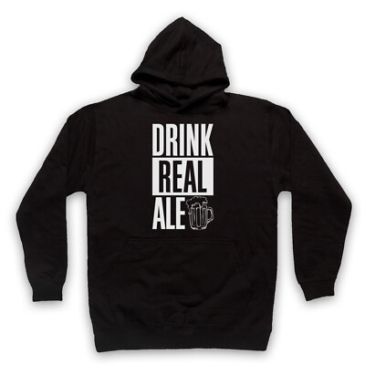 DRINK REAL ALE SPRUCH RETRO VINTAGE BIERTRINKLIEBHABER UNISEX ERWACHSENE HOODIE