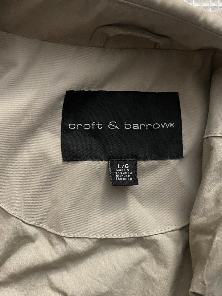 Croft & Barrow Beige Full Zip Bombers Jacket Size L Pockets Neutral 90s Retro - Image 2 of 4