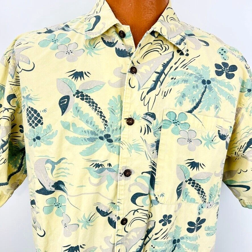 Hawaiian Aloha M Shirt Floral Palm Tree Coconuts Sailfish Plumeria West Marine