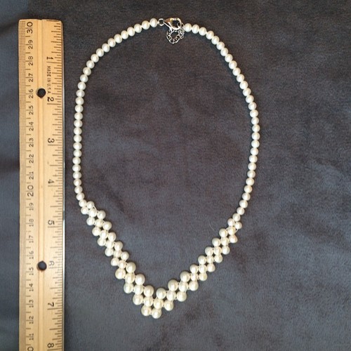 4-7mm white cultured freshwater pearl rhodium / sterling silver 18" necklace NEW - Picture 4 of 7