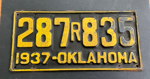 1937 Oklahoma Nummernschild Etikett 287R835
