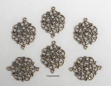 #1831 ANTIQUED GOLD OPEN FILIGREE 2 RING CONNECTOR - 6 Pcs