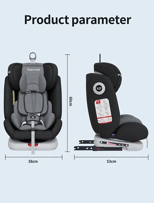 FOURWARD Kinderautositz 360° Drehbar ISOFIX 40-150cm 0-36 kg Vorder-und Rückseite 0-12