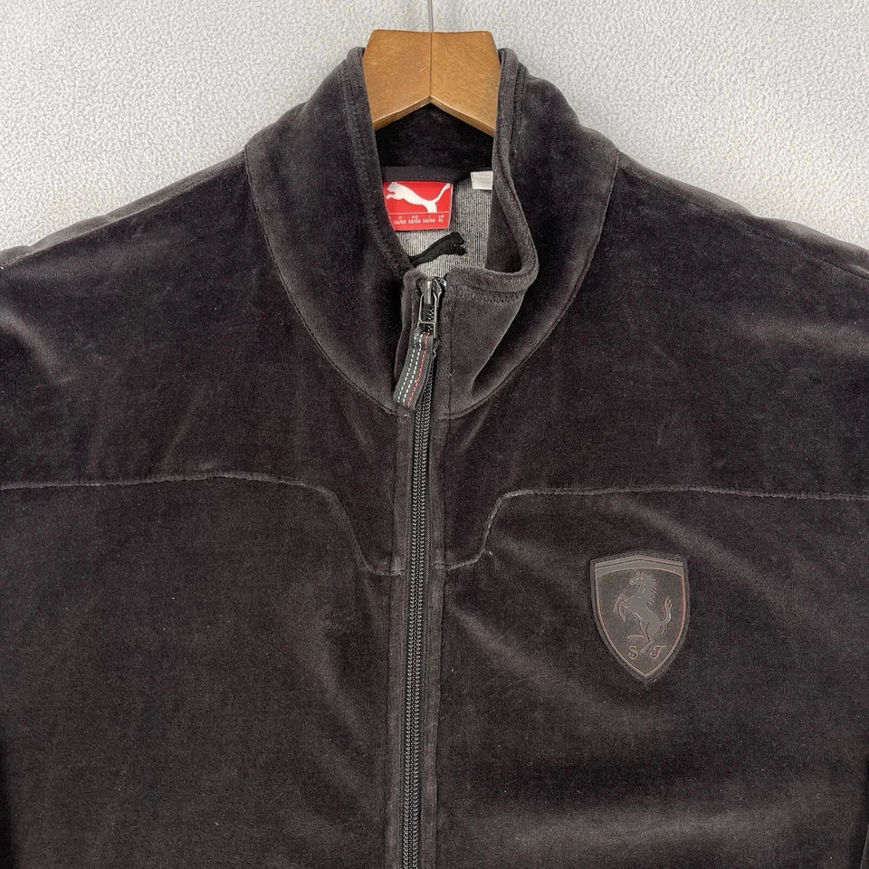 彪马夹克男式 XL 丝绒黑色全拉链意大利口袋长袖赛车 — 第 2/4 张图片