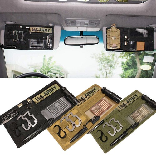 Tactical Molle Car Sun Visor Organizer Storage Bag Nylon Auto Panel
