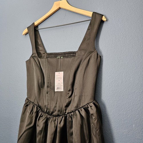 New With Tags Wild Fable Corset Mini Skater Dress Black Satin Women's Size... - Picture 4 of 12