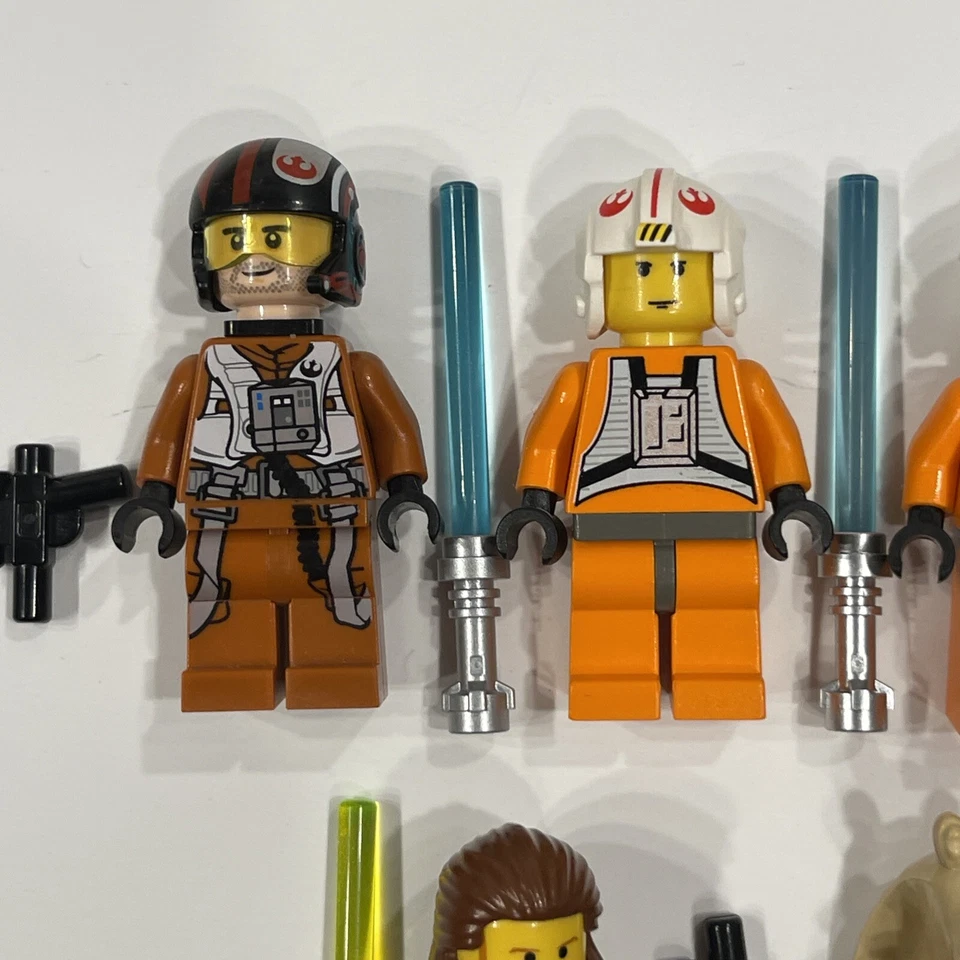 Lote de 7 minifiguras LEGO Star Wars Ewok Wickett Qui’Gon Jiin Luke Poe + sem rachaduras - Imagem 2 de 4