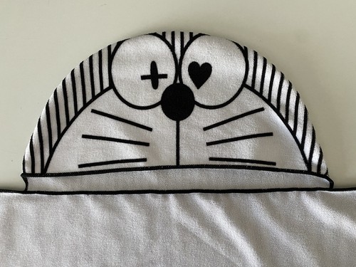 Doraemon Hooded Bath Towel Black White Stripe Anime Manga - Picture 3 of 15