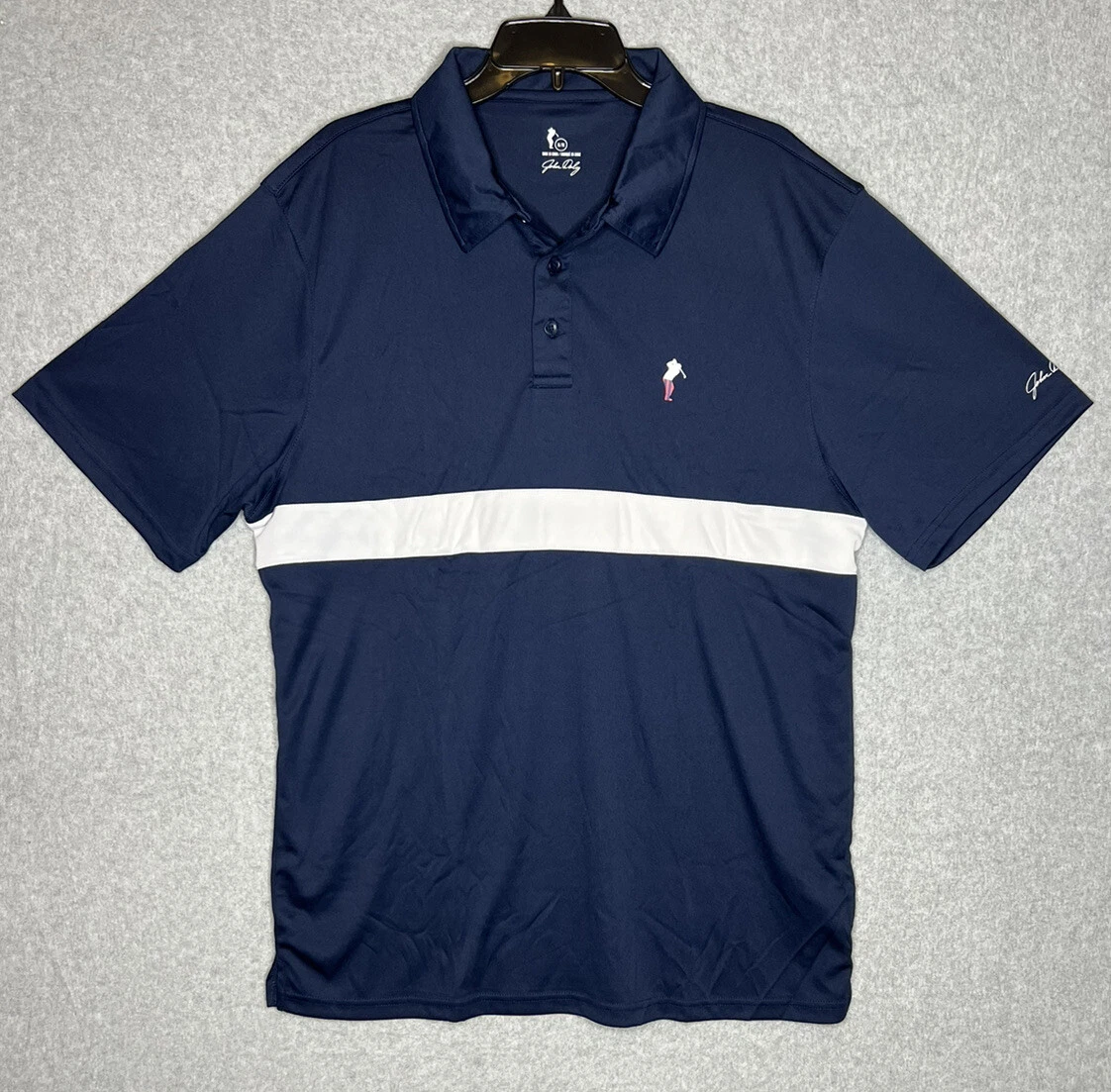 John Daly Shirt Polo Mens XL Blue Golf JD Signature Logo Light Weight S S