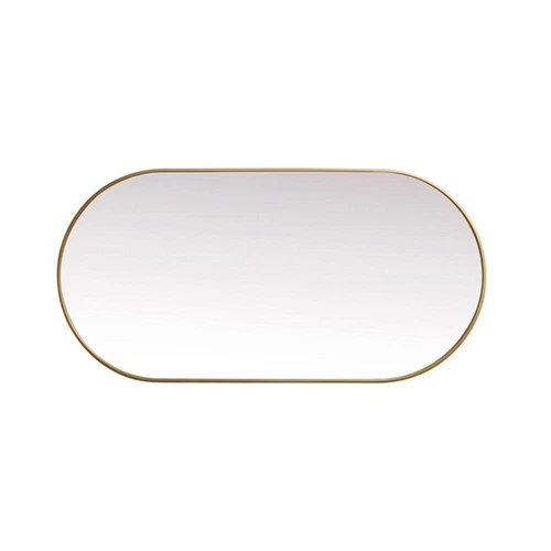 Elegant Decor Asha 30x60" Oval Modern Metal Wall-Mounted Mirror in Brass - Picture 1 of 11