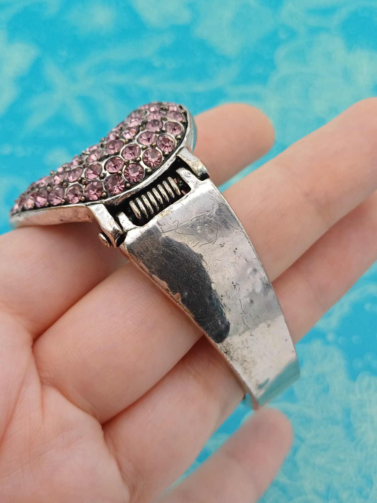 Stunning Statement Pink & Lilac Rhinestone Heart … - image 10