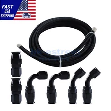 Nylon PTFE Fuel Line Hose Fittings Kit 6AN -AN6 E85 Braided 10FT 12FT 20FT 30FT