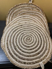 Vintage Style x4 Set Jute Weaved Table Serving Mats Domain Made In India Decor