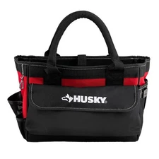 Tool Bag Tote Open 14in Husky 15 Pocket Heavy Duty Water Resistant Organizer