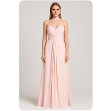 After Six bridesmaid maxi dress sweetheart neckline blush pink chiffon strapless