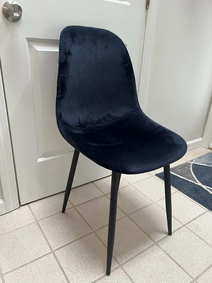 Blue velour chairs (set of 6) GENTLY USED / LOCAL PICK UP ONLY - Image 2 of 4