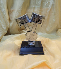7" Tall Double Piston Trophy. Car Show Award. Free Custom Engraving.