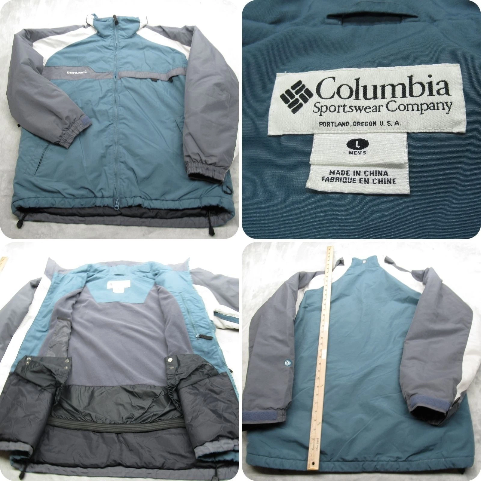 Columbia Ski Jacket Mens Large Gray Convert Waterproof Insulated Full Zip Snow