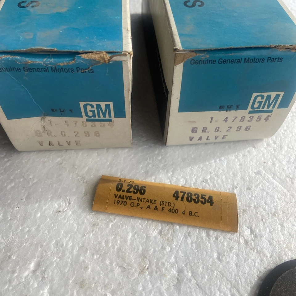 Nuevo de Lote Antiguo (2) GM 1970 Pontiac GTO Catalina GP LeMans 400 4 Válvulas de admisión BBC 478354 Foto 2 de 4