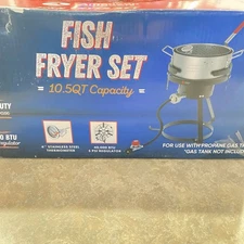 American Outdoors 10.5 Qt Cast Iron Aluminum Fish Fryer Kit Pot Liquid Propane
