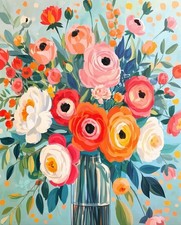 YarnMate Flowers in Vase Paint by Numbers Kit for 16x20 inches, MT21286