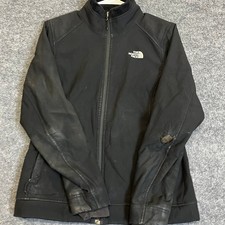 The North Face Jacket Womens Size M Black Softshell Fleece Lined Full Zip Flawed