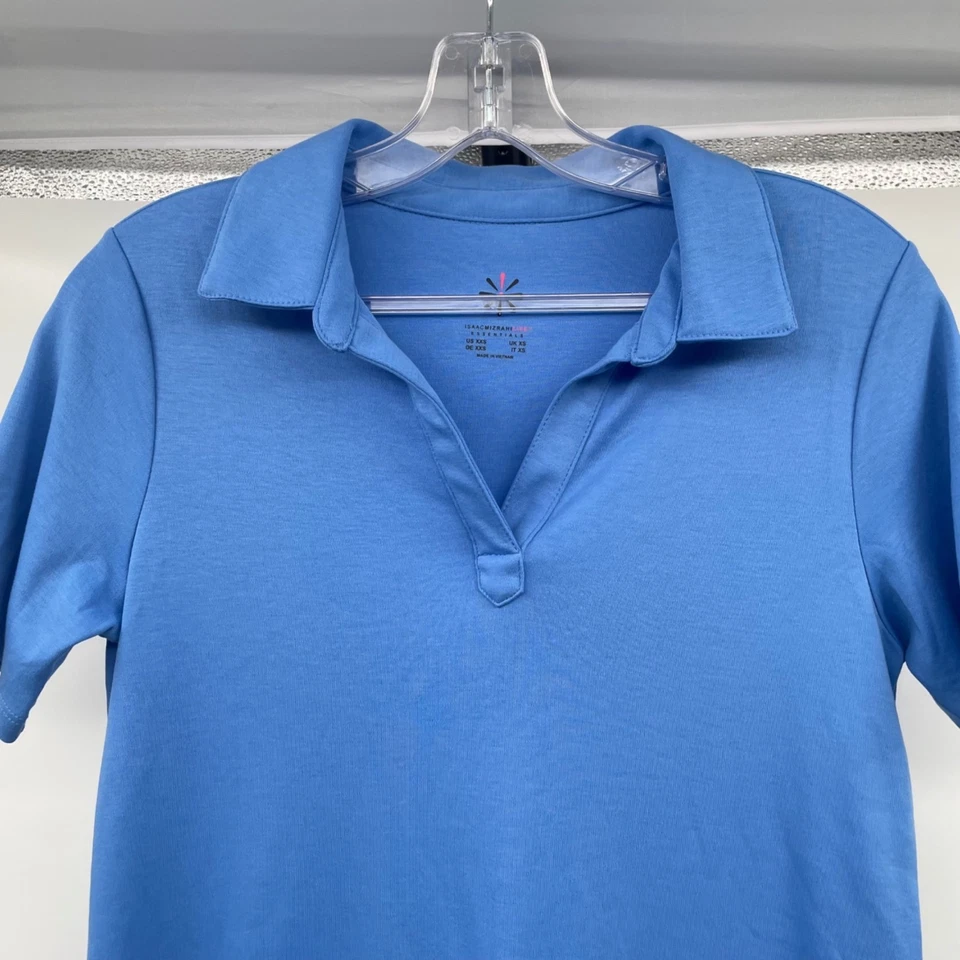 Vestido polo Isaac Mizrahi manga corta azul para mujer talla XXS Foto 2 de 4