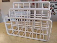 Vintage 1980s Yaffa Design Catch-All Desk Storage Organizer Rack White Plastic