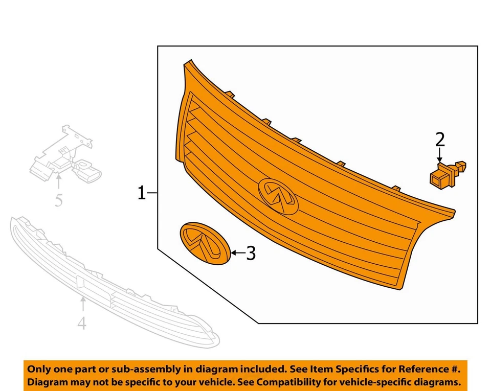 Бампер передняя решетка для Infiniti Qx56 2011–2012 годов выпуска не входит в комплект NX7SY - Изображение 2 из 3