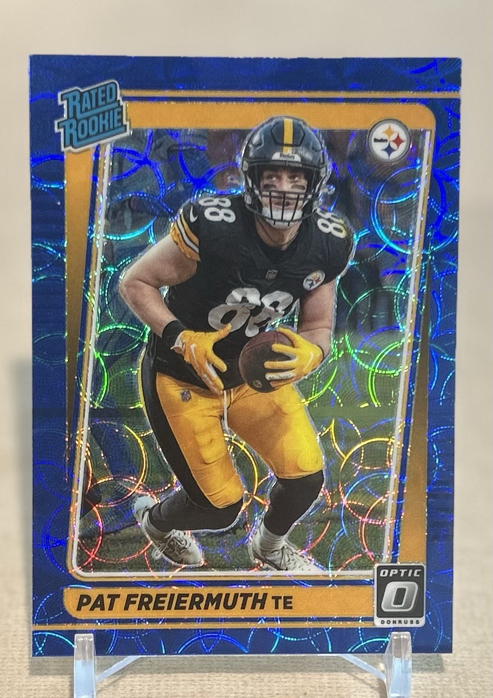 2021 Panini Donruss Optic Pat Freiermuth #232 Rated Rookie Blue Scope Prizm